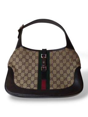 Gucci GG Monogram Web Jackie Vintage Hobo Shoulder Bag 14x12.5x1.5"